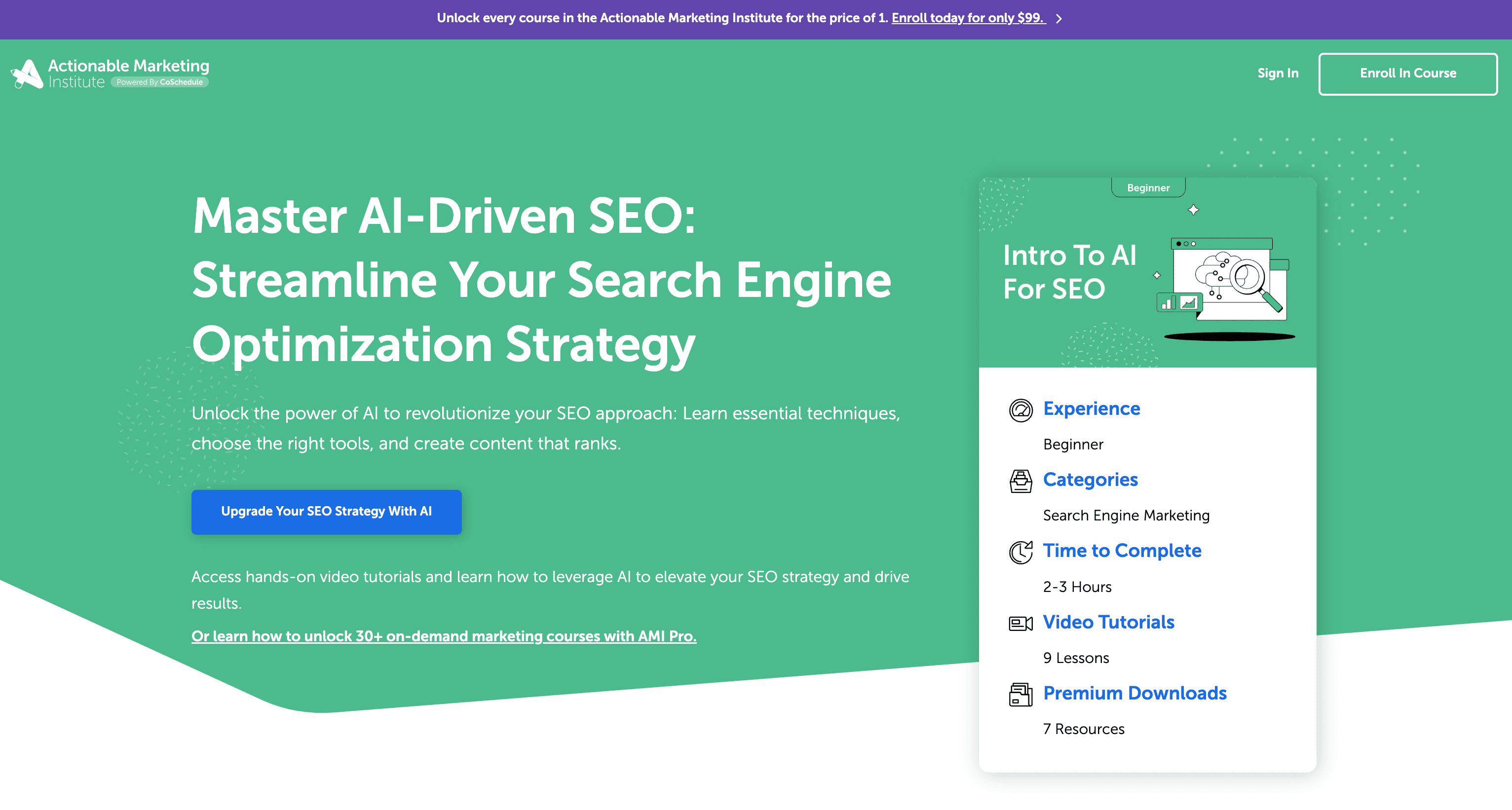 AI Marketing Courses: CoSchedule’s Actionable Marketing Institute